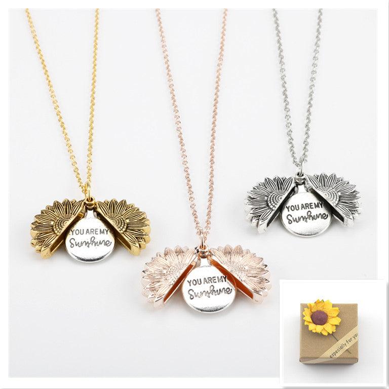 Sunflower Double Lettering Pendant Necklace | Daily Wear
