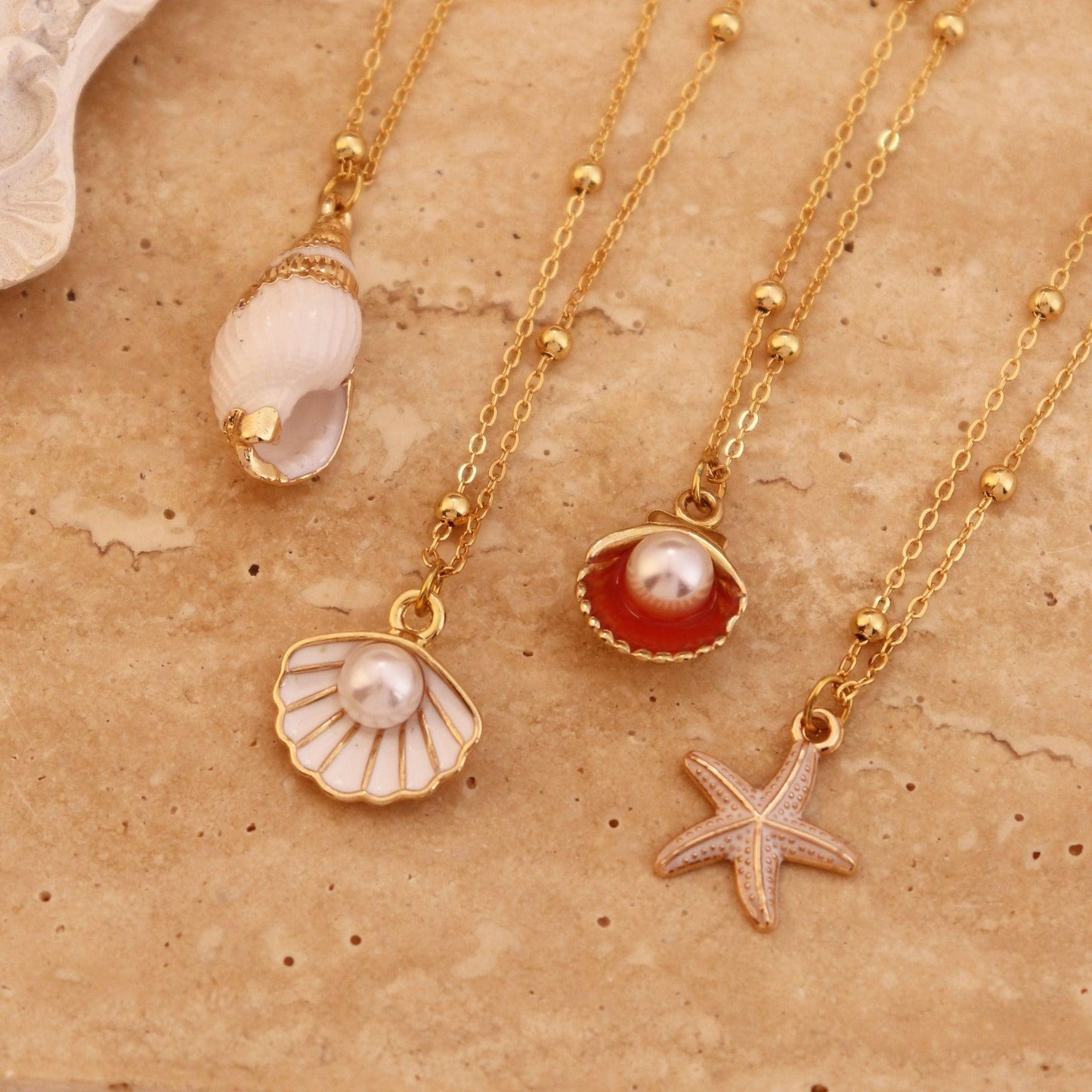Titanium Steel Pearl Shell Conch Necklace | Beach Wear