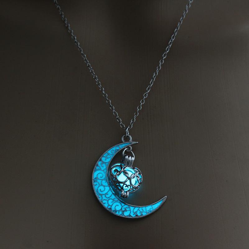 Glowing Pendant Silver Plated Necklace | Daily Wear Blue Green
