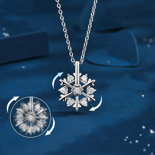 Rotatable 925 Silver Snowflake Necklace | Daily Wear