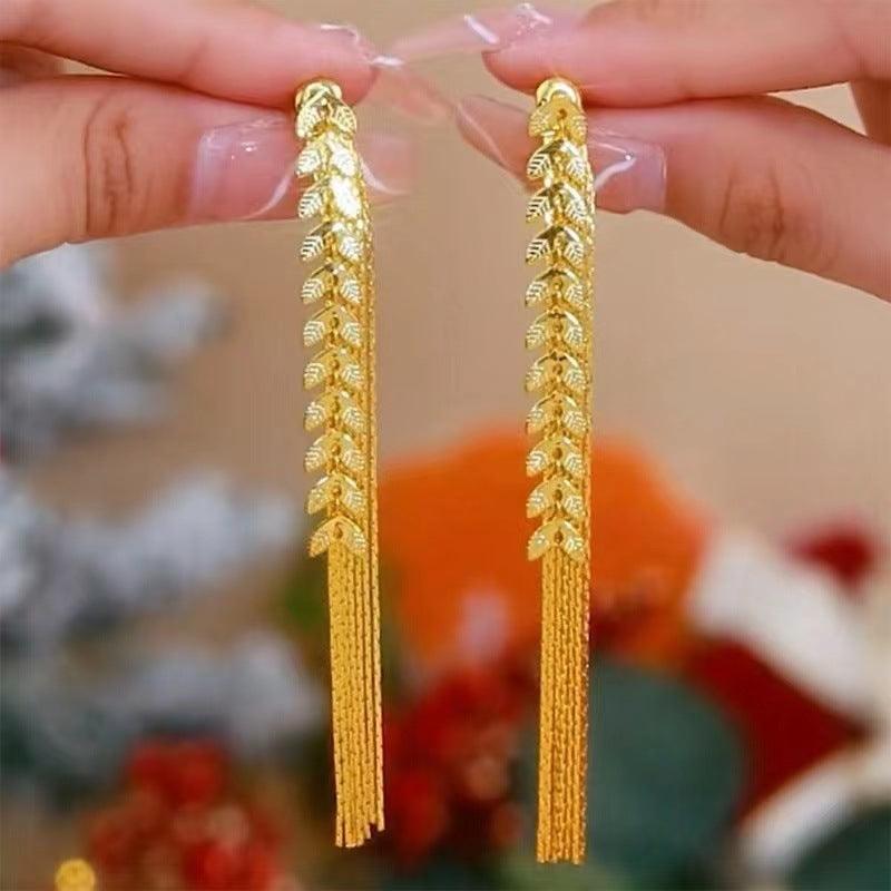 Wheat Long Fringe Earrings | Daily Wear