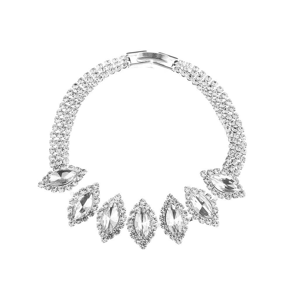 Bridal White Crystal Floral Set | Party Collection Bracelet White