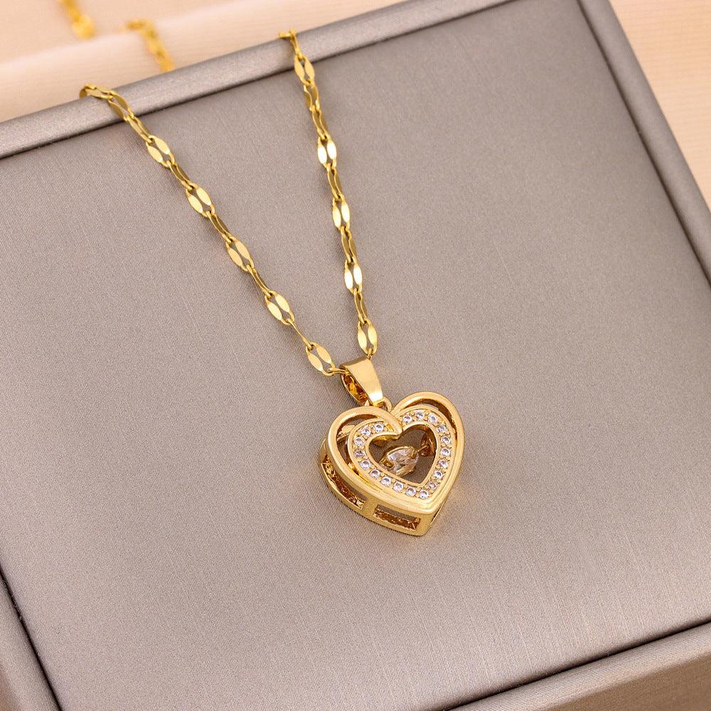 Double-layer Love Necklace With Rhinestones Pendant 8018 Smart Love