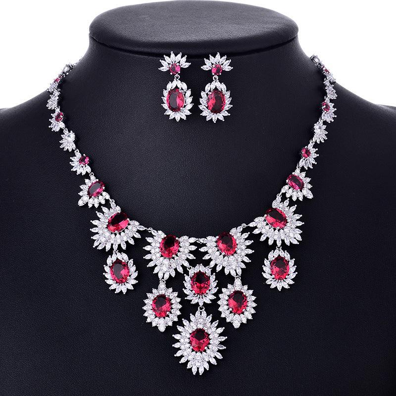 Colorful Zircon Bridal Wedding Set | Wedding Collection Red