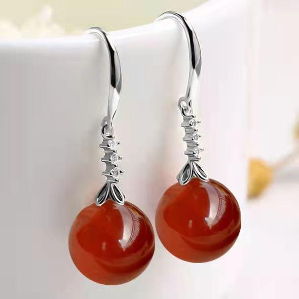 Elegant Silvering Earrings | Daily Wear Silver Support Red Agate