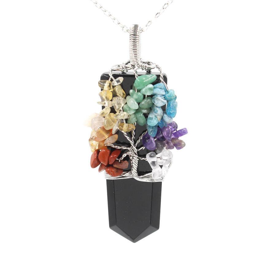 Tree Of Life Winding Pendant Necklace | Beach Jewelry Obsidian