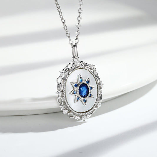 Natural Sapphire Necklace in 925 Sterling Silver