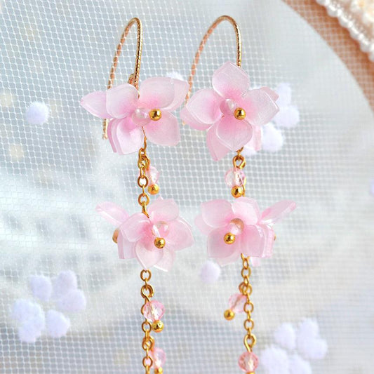 Handmade Purple Sun Flower Ear Clip Light Pink