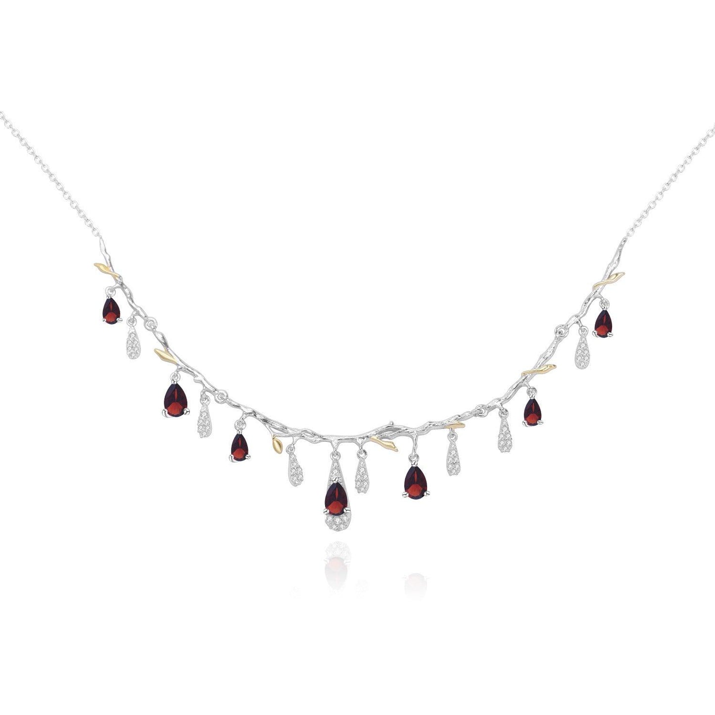 S925 Silver Natural Topaz Necklace Natural Garnet