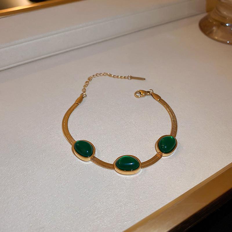 Green Crystal Snake Multilayer Necklace | Daily Jewelry Green Bracelet 21.2cm