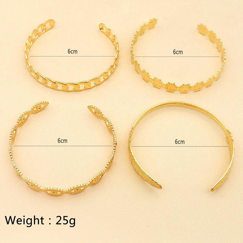 Women's Flower Chain Leaf Eye Bracelet | Daily Wear Golden