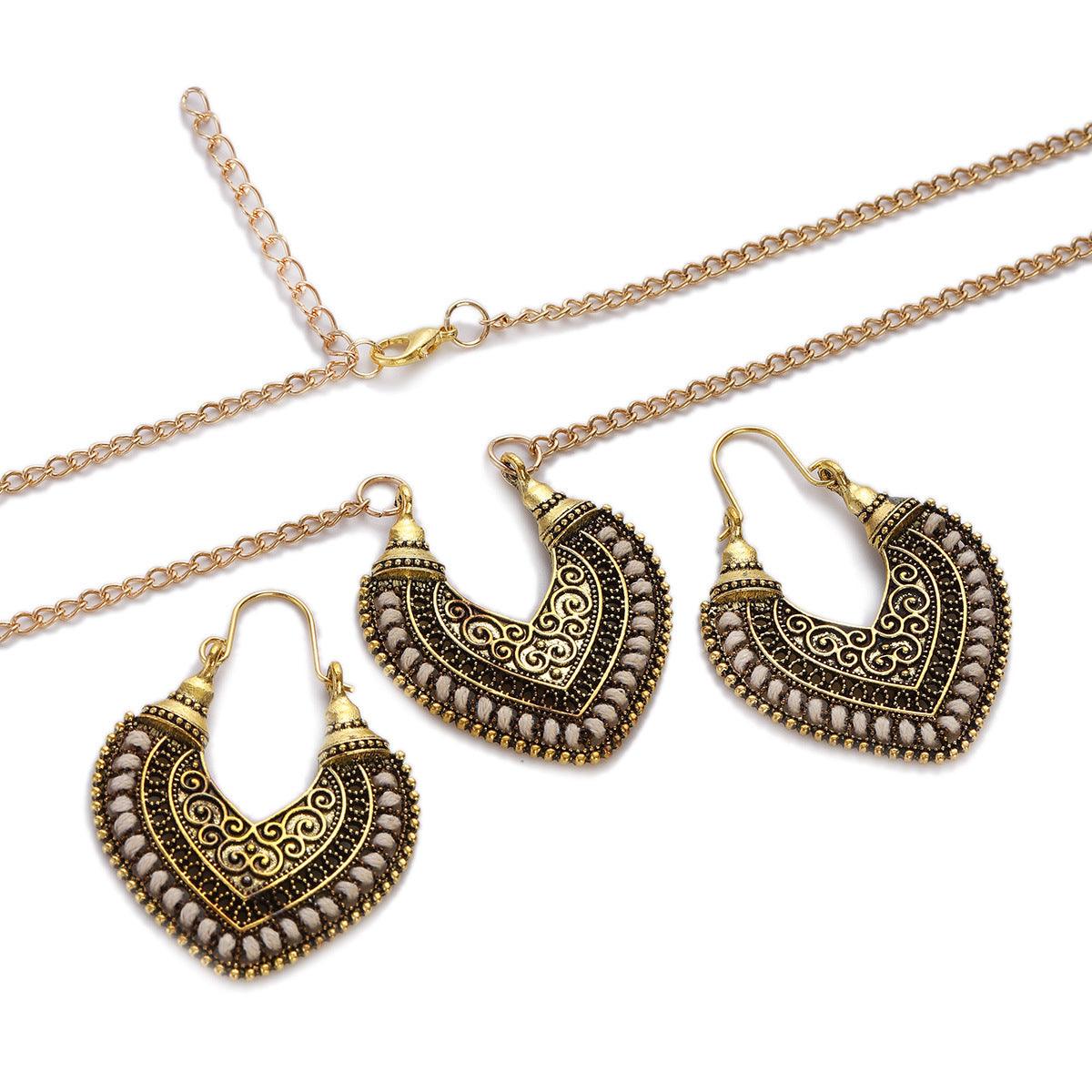 Colored Rope - Earrings Necklace Two-Piece Set White
