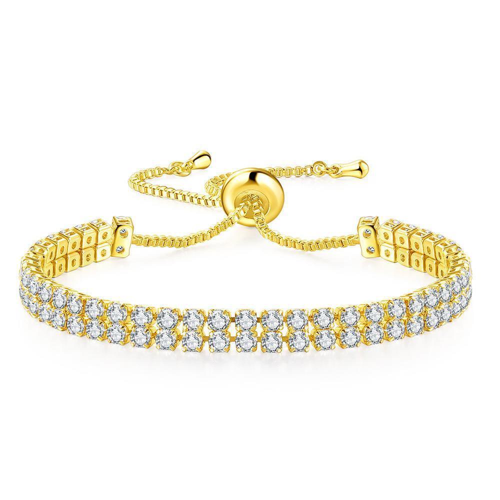 Fashion Double Row Zircon Bracelet | Fashion Jewelry Gold White Stone