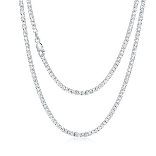 Tennis Chain Necklace in 925 Sterling Silver | Fashion Wear