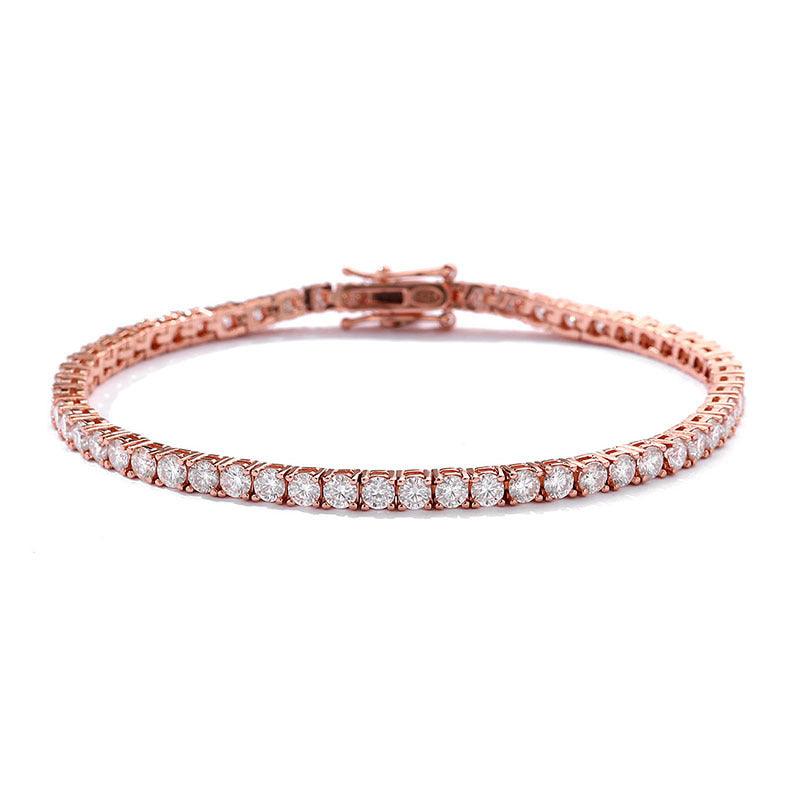 S925 Sterling Silver Moissanite Tennis Bracelet | Daily Wear Rose Gold