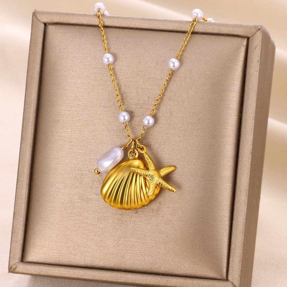 Shell Starfish Pendant Necklace | Beach Jewelry
