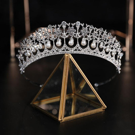 Pearl Diamond Electric Galvanized Crown | Bride Jewelry Silver
