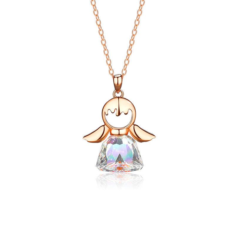 Crystal Little Angel Women's Necklace Fashion Jewelry Silver plated rose gold