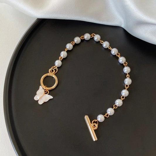 Bohemian Pearl Butterfly Bracelet | Daily Wear Gold