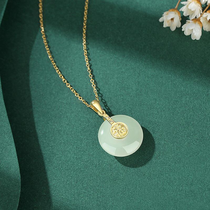 Nafu Peace Button and Field Jade Necklace