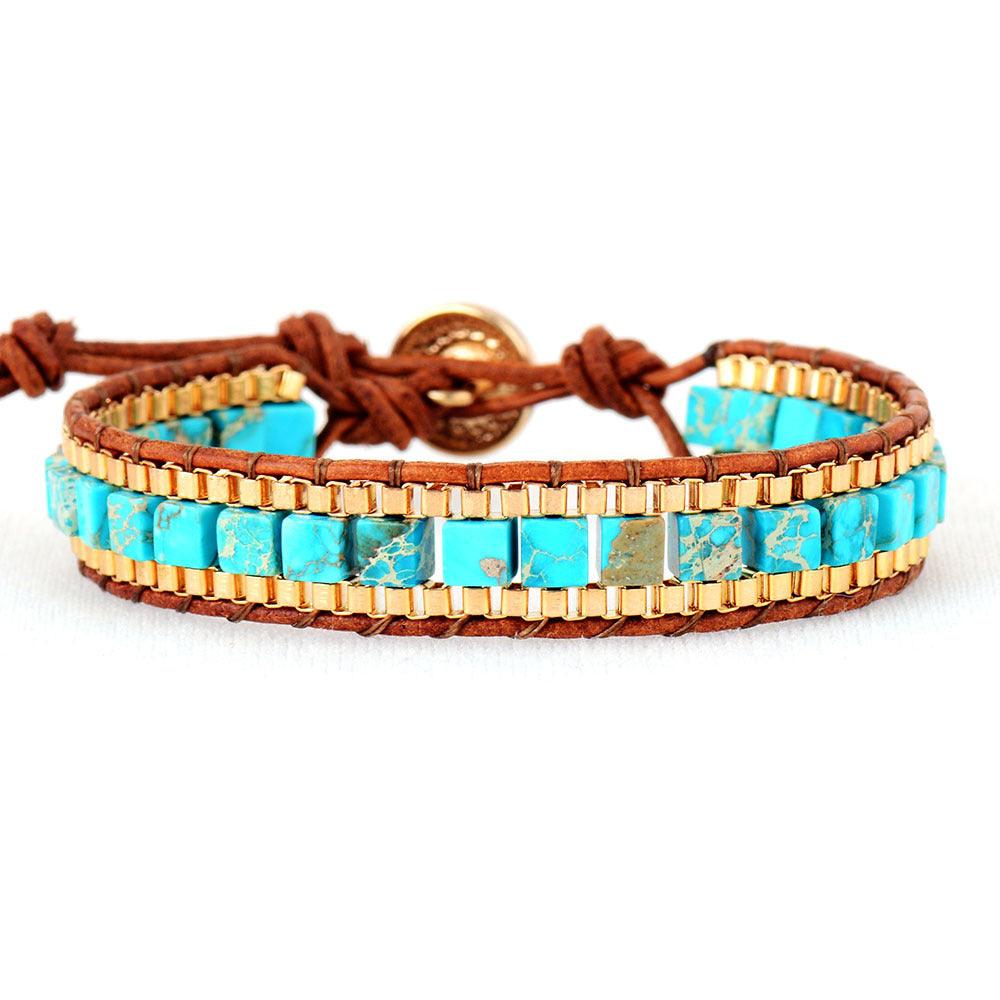 Imperial Stone Hand-woven Leather Bracelet | Yoga Collection Blue 1pcs