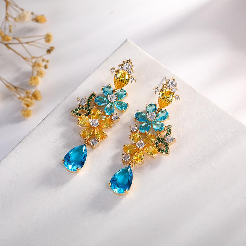 Ose Silver & Hetian Jade Flower Earrings