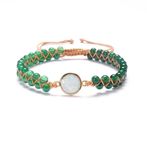 Opal Stone Wrap Bracelets | Yoga Collection Green
