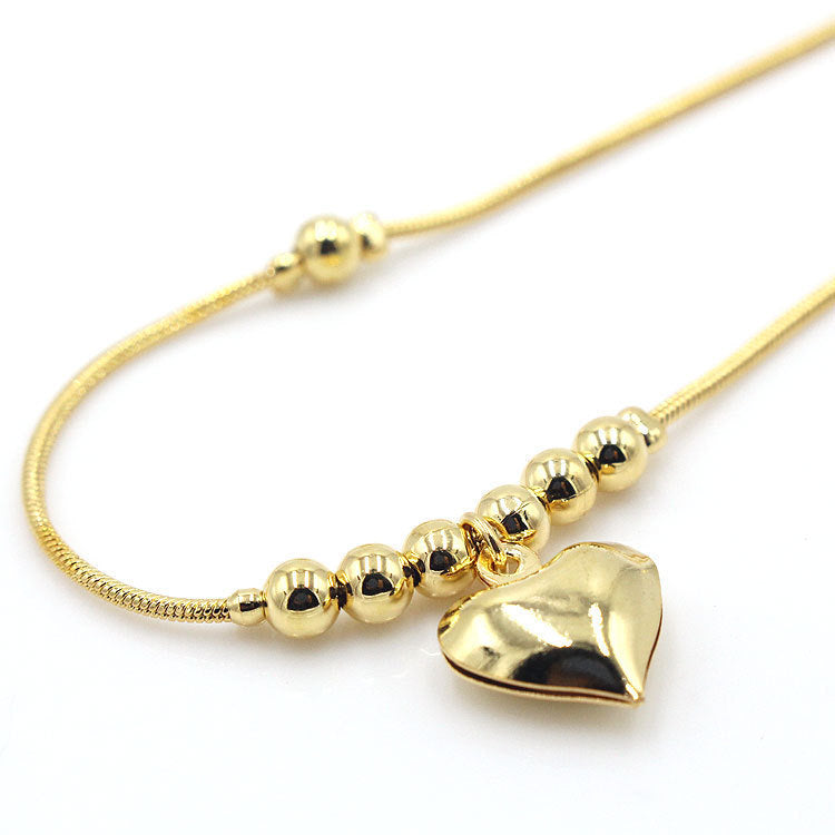 Trendy Gothic Golden Heart Pendant Anklet