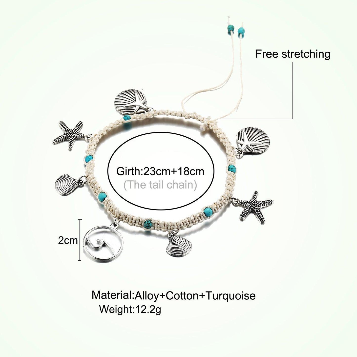 Green Blue Star Fish Beach Anklets | Beach Wear