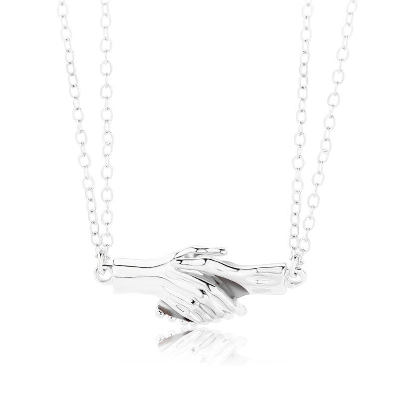 Magnetic Palm Couple Necklace White