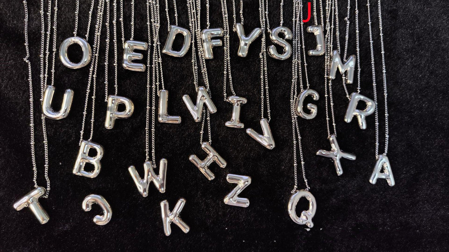 Glossy Letters Pendant Necklace | Fashion Wear J Silvery