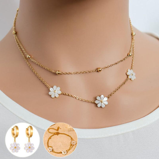 Flower Daisy Double Layering Jewelry Set | Daily Wear