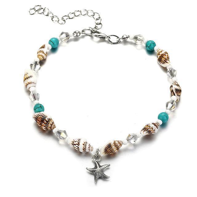 Green Blue Star Fish Beach Anklets | Beach Wear L