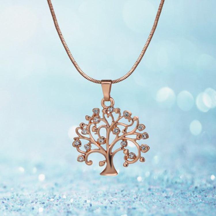 Multi-Layer Tree of Life Pendant Zircon Necklace | Daily Wear