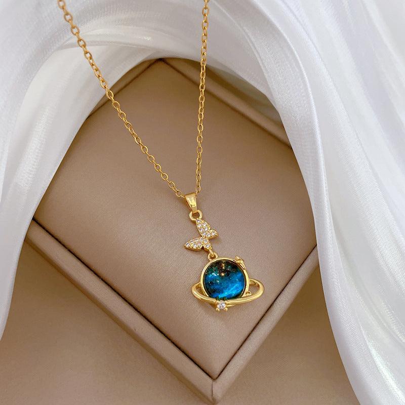 Starry Sky Planet Astronaut Necklace | Daily Wear Necklace Butterfly