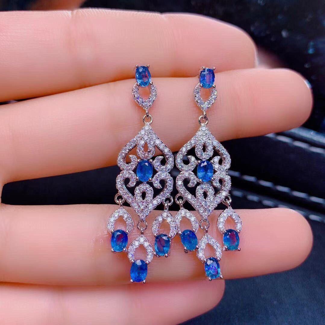 S925 Silver - Sri Lankan Sapphire Earrings