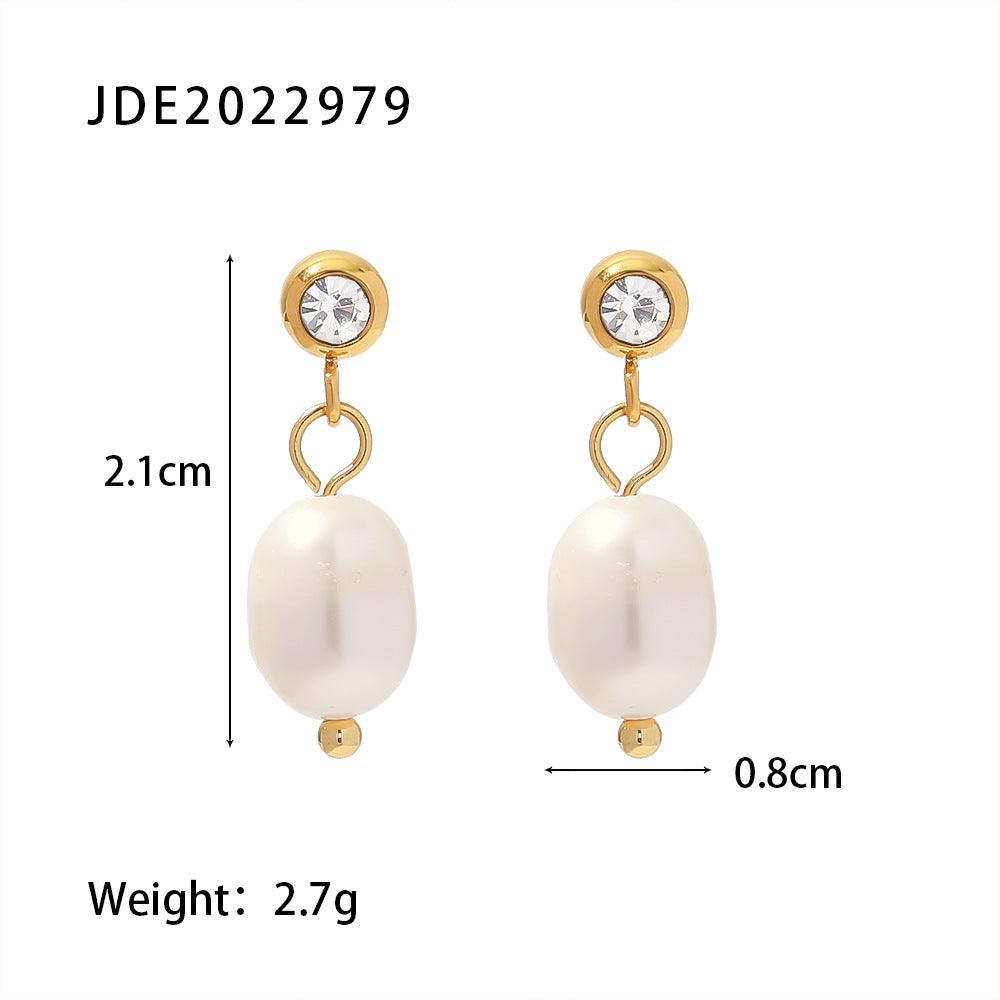 Freshwater Pearl Earrings | Daily Wear Gold White - E