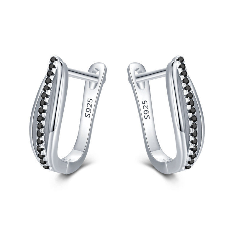 Retro Style Silver Earrings | Daily Wear Black