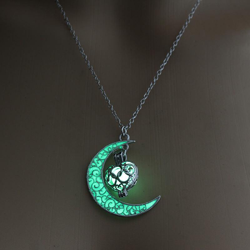 Glowing Pendant Silver Plated Necklace | Daily Wear Yellow Green