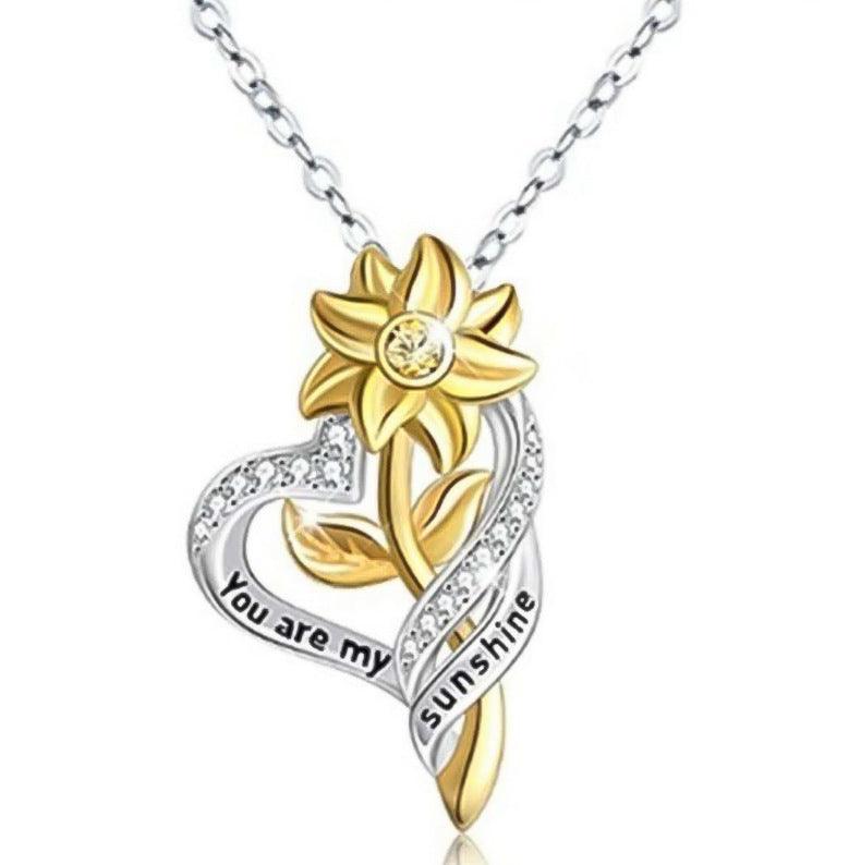 Sunflower Heart-Shaped Small Pendant Necklace | Daily Wear E