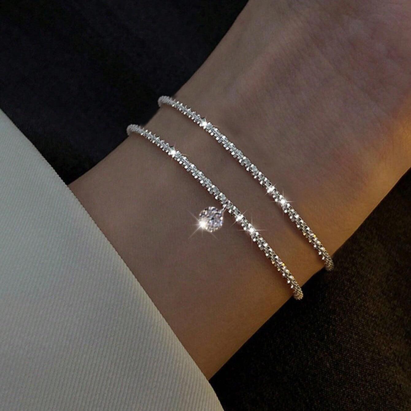 Elegant Rhinestones Bracelet | Fashion Jewelry Silver