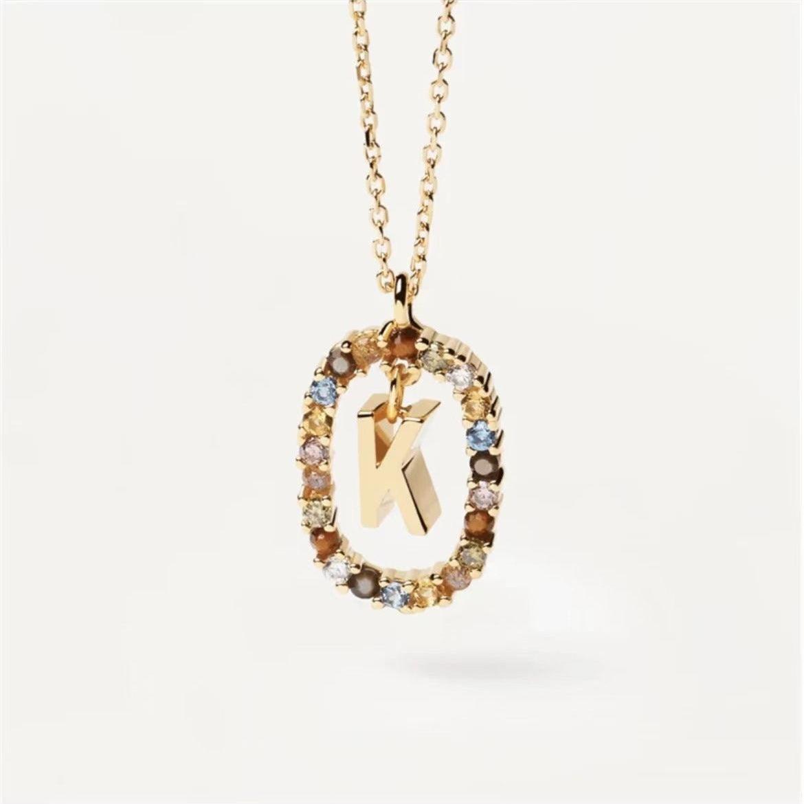 Rhinestone Alphabet Necklace 18K | Fashion Jewelry K