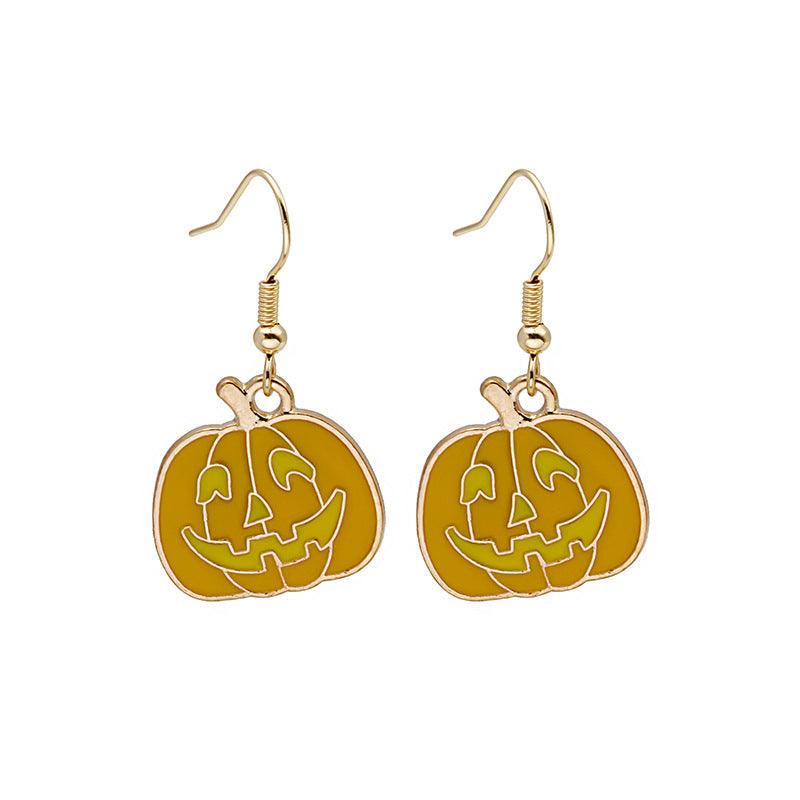 Cute Pumpkin Spooky Oil Drip Alloy Earrings 1