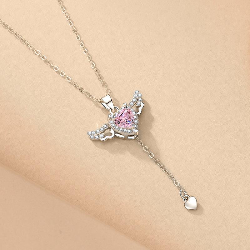 Moving Cupid Heart Crystal Necklace - Fashion Wear