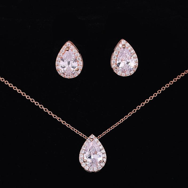 Water Drops Gemstone Jewelry Set Rose Gold