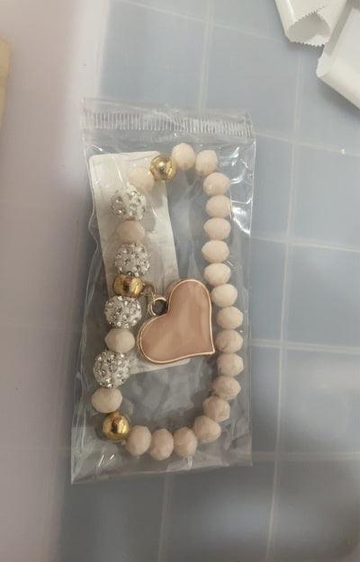 Elastic Crystal Heart Bracelet | Fashion Jewelry Pink