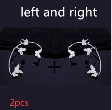 Sparkling Butterfly Ear Clips | Daily Wear Silver Left and Right 2pcs