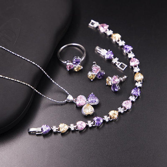 Clover Zircon Diamond Jewelry Set | Daily Wear A