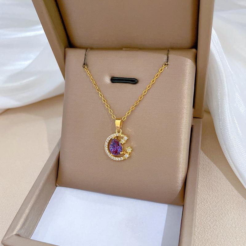 Starry Sky Planet Astronaut Necklace | Daily Wear Necklace Purple Moon