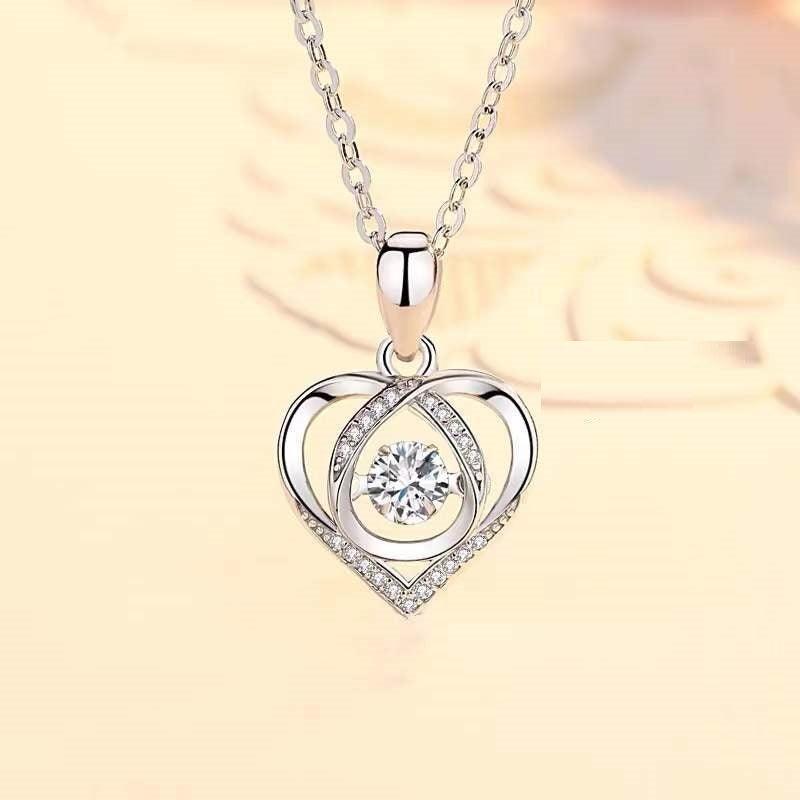 S925 Beating Heart-shaped Necklace White